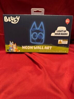NIB - Bluey Neon LED Wall Art Light-Up Kids Room Decor - Blue